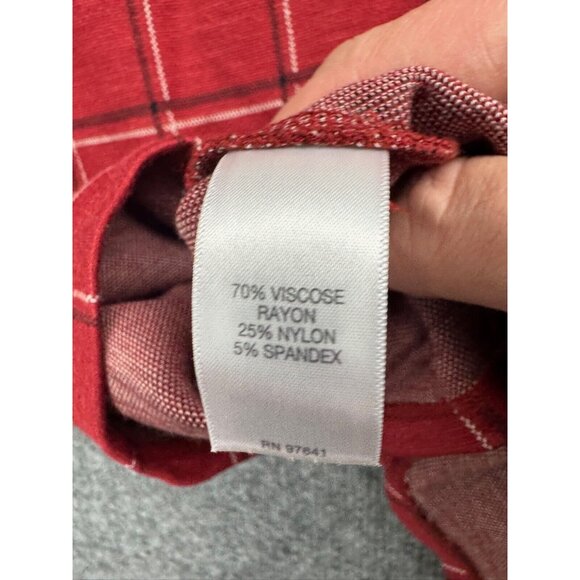 J. Jill Ponte Dress Women's XS Red Windowpane Short Sleeve Button Pockets Shift - Picture 7 of 7
